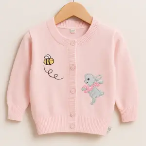 ChatGPT Image 14 sept 2025, 08_50_53 a.m. Chompa Rosa Bebé con Bordados de Conejito y Abeja (1-2 años)