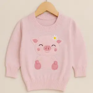 ChatGPT Image 14 sept 2025, 09_05_49 a.m. Suéter Rosa para Bebé Niña 1-2 Años con Bordado Cerdito y Flor